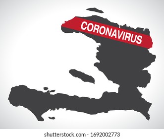 Haiti map with Coronavirus warning illustration