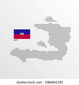 Haiti Map design with flag and light background vector 