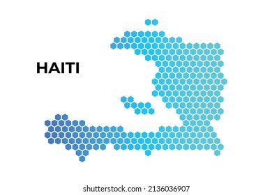 Haiti map digital hexagon shape on white background vector illustration