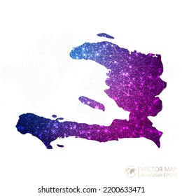 Haiti map in geometric wireframe blue with purple polygonal style gradient graphic on white background. Vector Illustration Eps10.