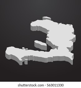 Haiti map in gray on a black background 3d