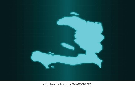 Mapa de Haití con estilo de Tecnología de circuito verde.