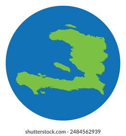 Haiti map. Map of Haiti in green color and blue globe shape