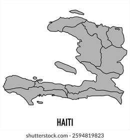Haiti map in grey style isolated on white background. Vector illustration