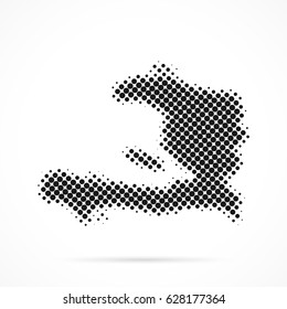 Haiti map in halftone. Dotted illustration isolated on a white background.
Vector illustration.