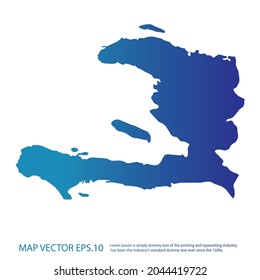Haiti map , infographic style , blue gradient color , on white background with Map World. Wire frame 3D mesh ,