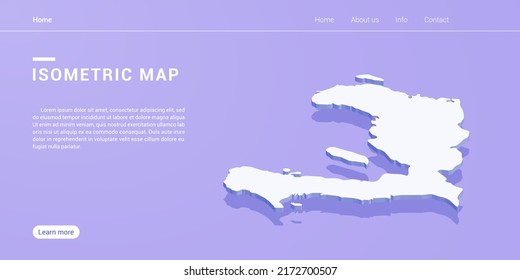 Haiti map of isometric purple vector illustration. Web banner layout template.