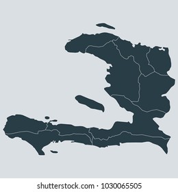 Haiti map on gray background vector, Haiti Map Outline Shape Gray on White Vector Illustration,