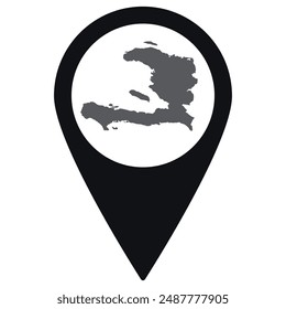 Haiti map. Map of Haiti on map pin icon black color isolated