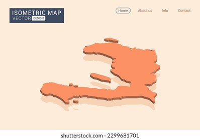 Haiti map orange with isometric vector.