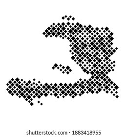 Haiti map from pattern of black rhombuses of different sizes. Vector illustration.