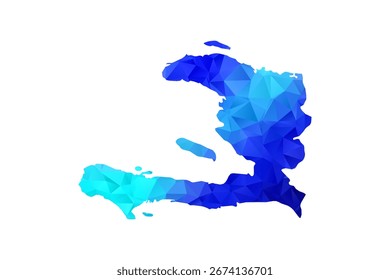 Haiti map - Polygon Style Vector Illustration in Blue Gradient, Low Poly Geometric Design, Isolated on White Background, Perfect for Infographics, Education, and Modern Presentations.
