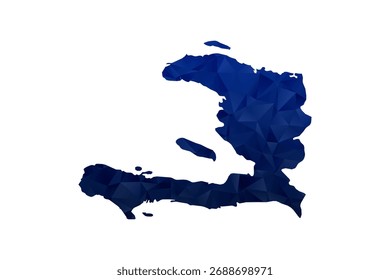 Haiti Map - Polygon Style Vector Illustration in Dark Blue Gradient, Low Poly Geometric Design, Isolated on White Background for Infographics and Education.