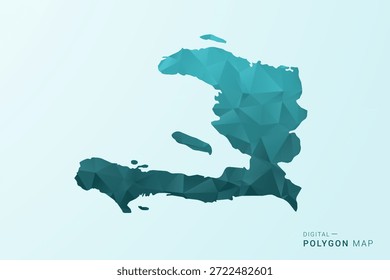 Mapa de Haití - Ilustración vectorial de estilo polígono en diseño geométrico azul-verde verde azulado bajo poli, silueta minimalista moderna.