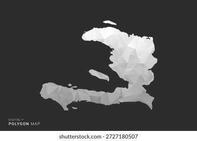 Mapa de Haití - Ilustración vectorial de estilo polígono en diseño geométrico de bajo poli negro, gris y blanco, silueta mínima, aislado para infografía.