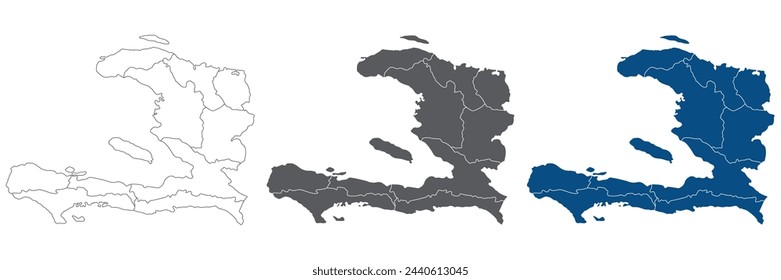 Haiti map. Map of Haiti in provinces in set