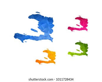 Haiti map - Set of geometric rumpled triangular low poly style gradient graphic background , polygonal design for your ,Vector eps 10.