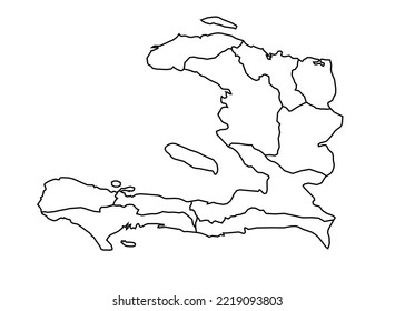 Haiti Map shadow in minimal line outline thin shape isolated vector illustration