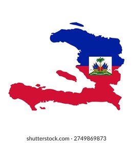 Haiti map silhouette with flag isolated on white background