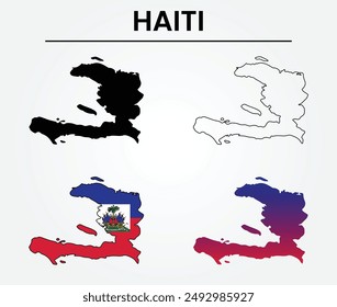 HAITI map silhouette, illustration vector art