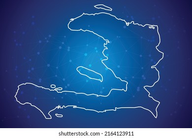 Haiti Map Technology  with network connection background