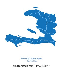 haiti map vector EPS.10 blue color. on white background .