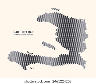 Haiti Map Vector Hexagonal Half Tone Pattern Isolate On Light Background. Hex Texture in the Form of a Map of Haiti. Modern Technological Contour Map of Haiti for Design or Business Projects