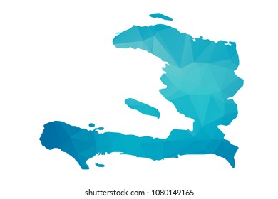 Haiti map vector illustration in polygonal style,Low poly design on white background