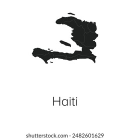 Haiti Map Vector Illustration - Silhouette, Outline, Haiti Travel and Tourism Map