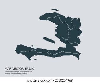 Haiti map vector, isolated on gray background