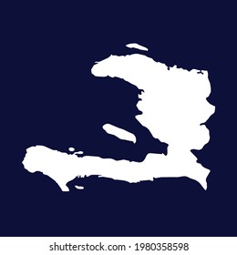 Mapa vector de Haití. color blanco sobre fondo azul.