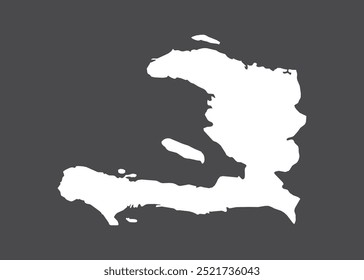 Haiti map vector, white color, No isolated on dark background