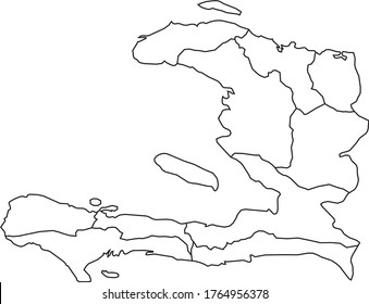 Haiti map in white color and black border on white background. Vector illustration.