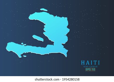Haiti Map - World Map International vector template with 3d, gradient blue color and stars isolated on galaxy background - Vector illustration eps 10
