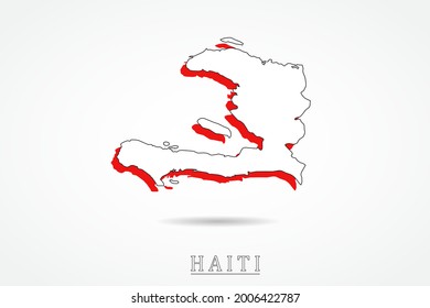 Haiti Map - World Map International vector template with red and outline graphic sketch style isolated on white background - Vector illustration eps 10