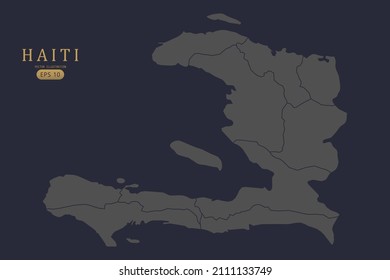 Mapa de Haití - Mapa Mundial Plantilla vectorial internacional con Alto detalle incluyendo color de contorno gris y negro aislado en fondo negro - Ilustración vectorial eps 10