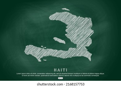 Haiti Map - World Map International vector template with white outline graphic sketch and old school style  isolated on Green Chalkboard background - Vector illustration eps 10