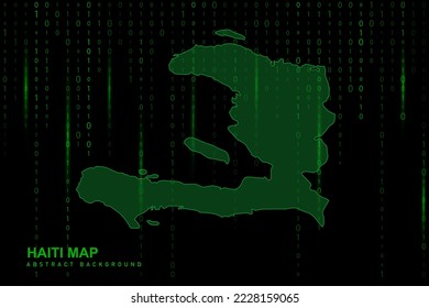 Haiti Map - World Map International vector template with Matrix green binary computer code background including light for design, website, hacker concept - Vector illustration eps 10