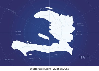 Haiti Map - World Map International vector template with High detailed and white color including circle line on blue background for design, infographic, website - Vector illustration eps 10