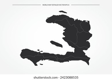 Haiti Map - World Map International vector template with High detailed with black and white outline color isolated on white background - Vector illustration eps 10