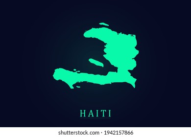 Mapa de Haití - Plantilla de vector de mapa mundial con gradiente de color verde aislado en fondo oscuro - Ilustración vectorial eps 10