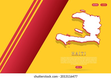 Haiti Map - World map vector template with isometric style including shadow, white and red color on yellow background for website, infographic, banner - Vector illustration eps 10