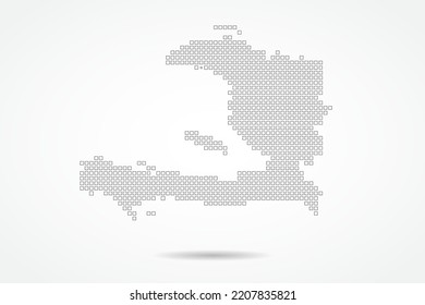 Haiti Map - World map vector template with square pixel thin black and outline sketch style isolated on white background for education, infographic, design - Vector illustration eps 10