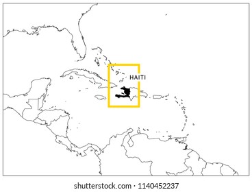 Haiti map yellow frame geography national 