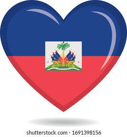 Haiti national flag in heart shape vector illustration