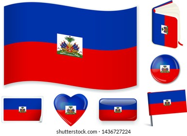 Haiti national flag. Vector illustration. 3 layers. Shadows, flat flag, lights and shadows. Collection of 220 world flags. Accurate colors. Easy changes.