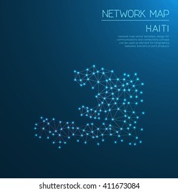 Haiti network map. Abstract polygonal map design. Internet connections vector illustration.
