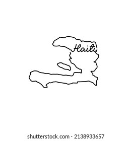 Haiti outline map with the handwritten country name. Continuous line drawing of patriotic home sign. A love for a small homeland. T-shirt print idea. Vector illustration.