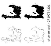 Haiti Outline and Solid Fill Map Set.