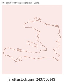 Haiti plain country map. High Details. Outline style. Shape of Haiti. Vector illustration.